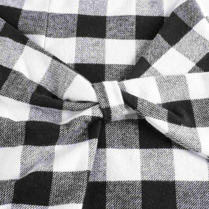 女童黑色格子棉短裙