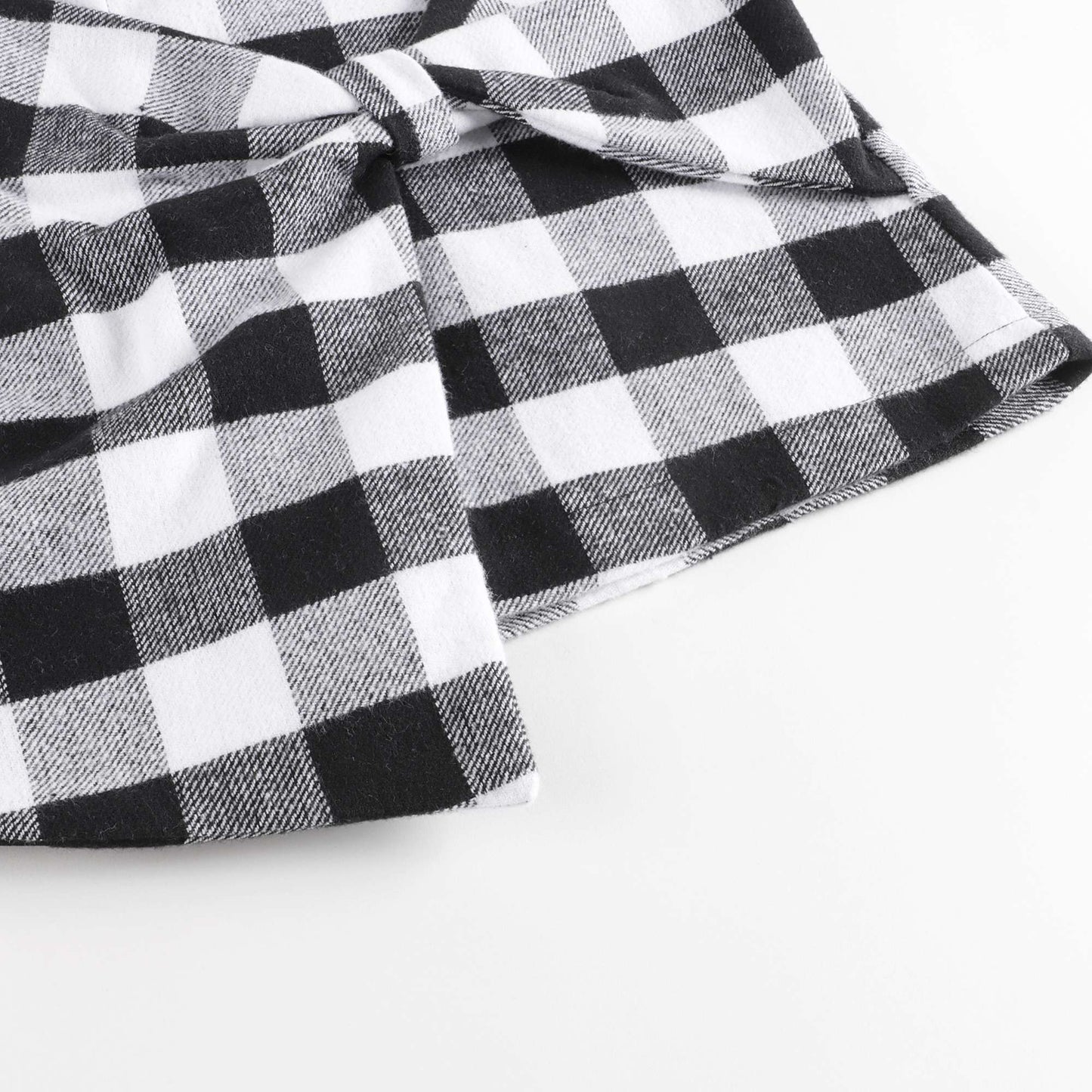 女童黑色格子棉短裙