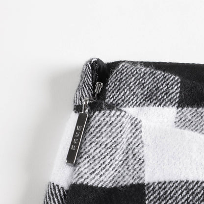 女童黑色格子棉短裙