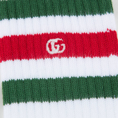 Girls & Boys White & Dark Green  Socks