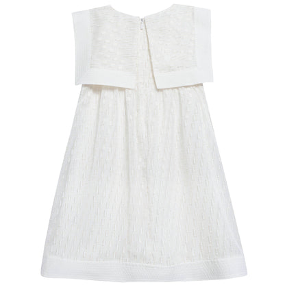 Girls White Polyester Dress
