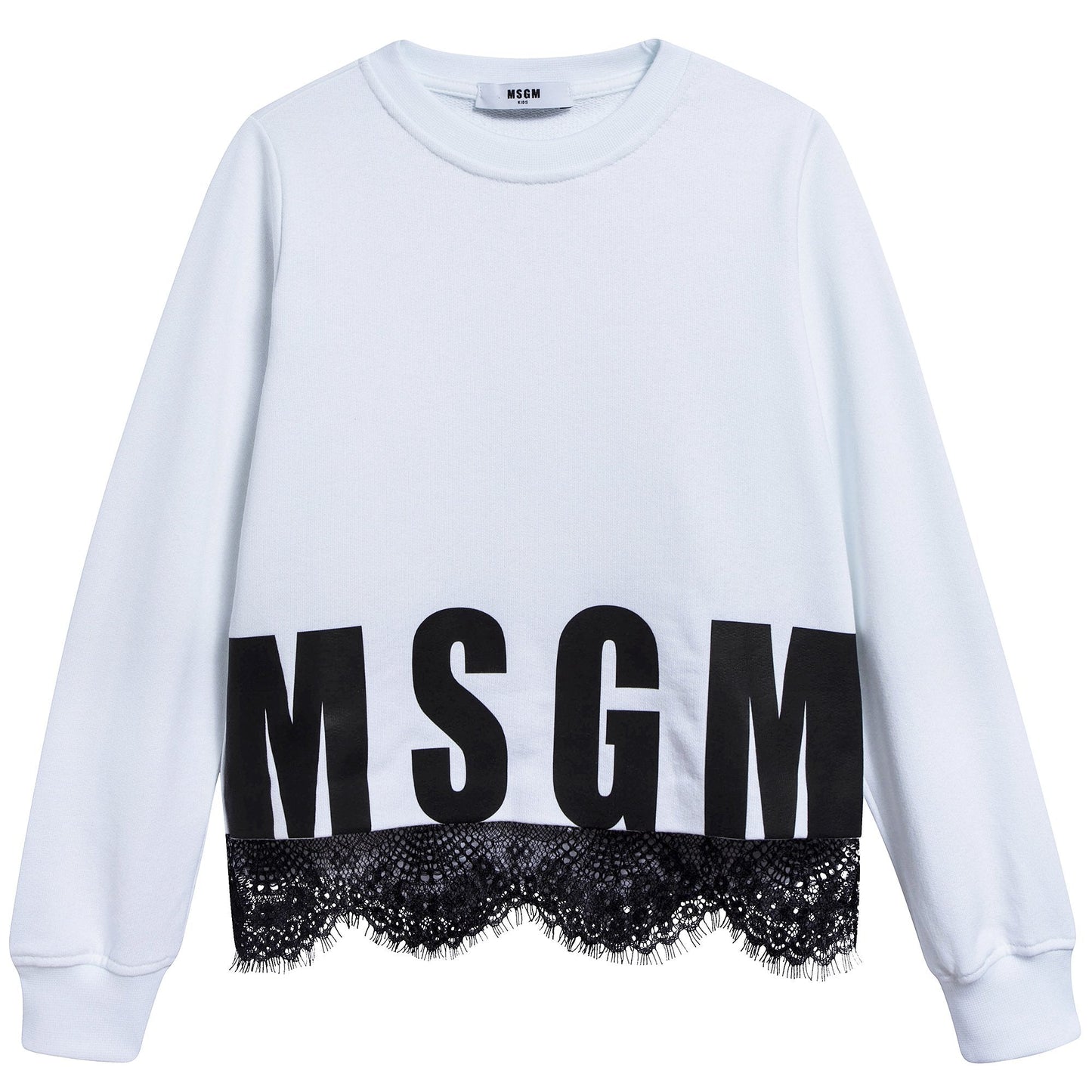 Girls White Logo Cotton Sweatshirt