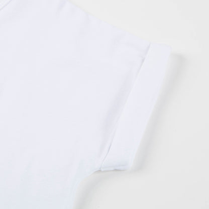 Girls White Tiger Printed Cotton T-shirt