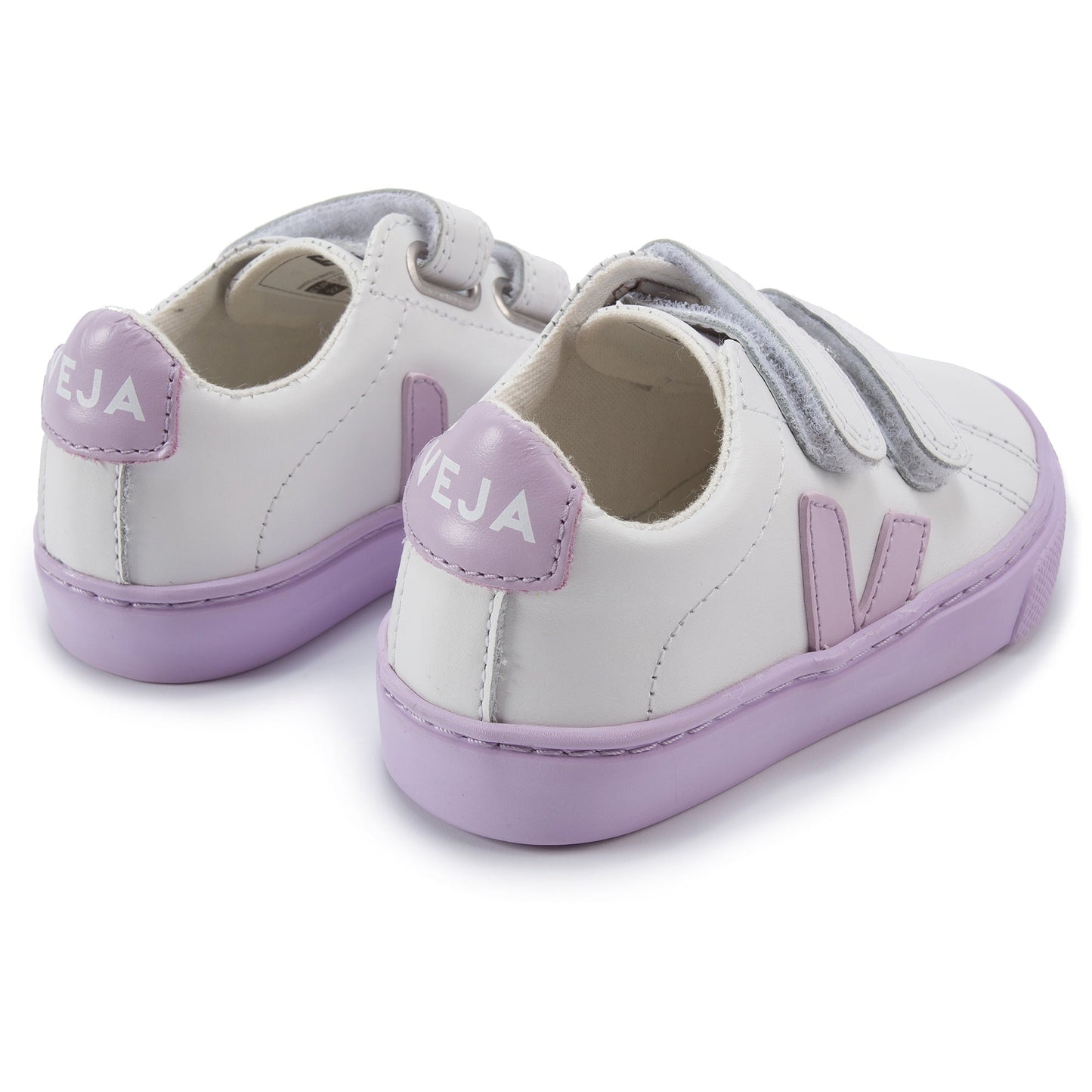 Girls Black Leather Velcro With Purple "V" Shoes
