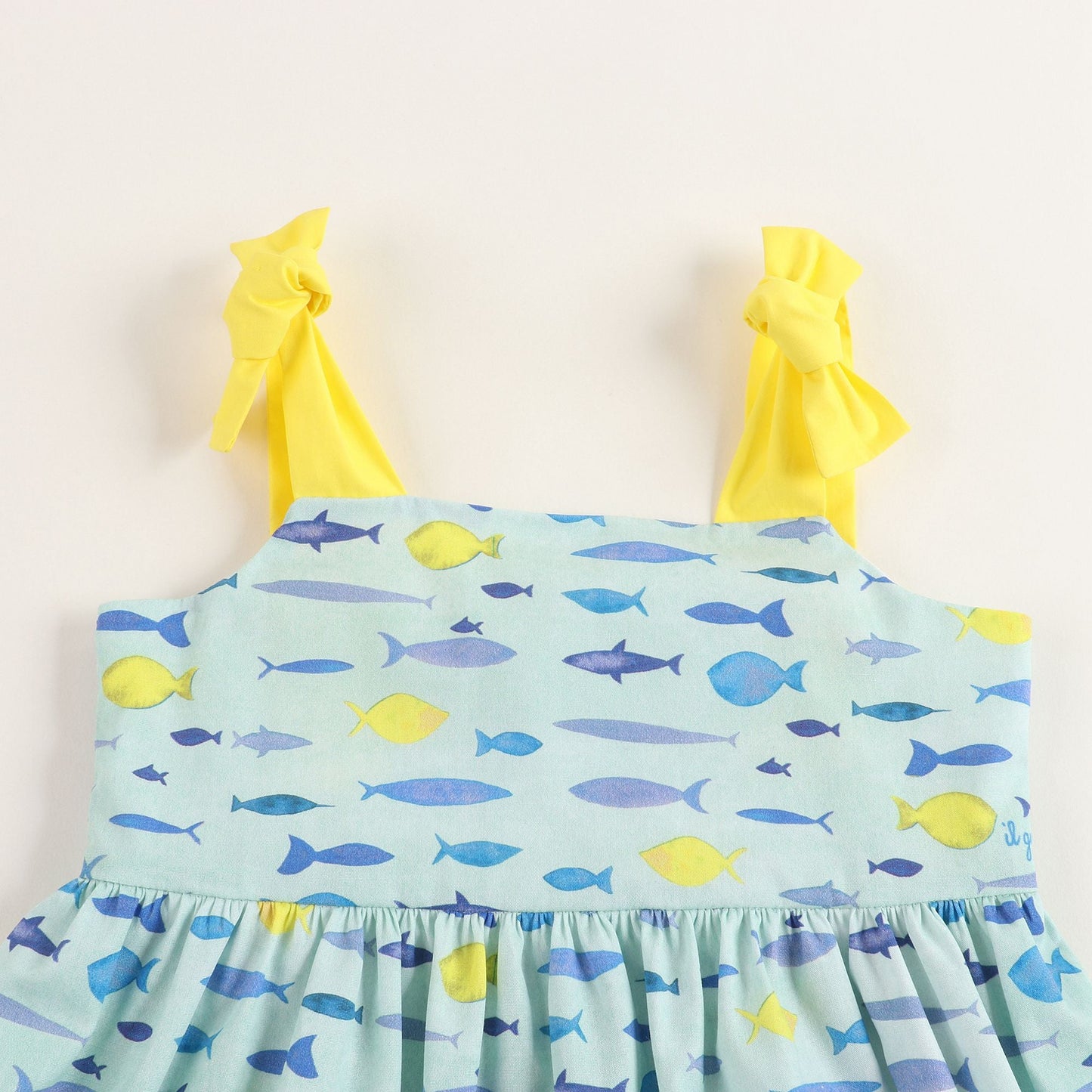 Baby Girls Cyan & Yellow Dress