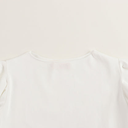 Girls White Cotton T-shirt
