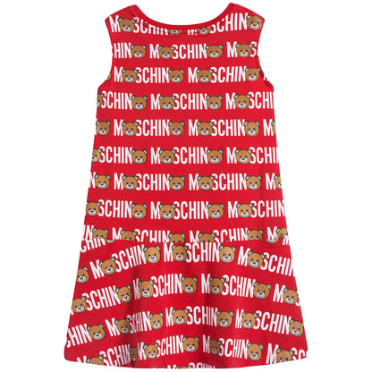 Girls Red Toy Lettering Cotton Dress