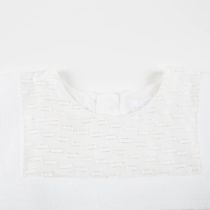 Girls White Polyester Dress