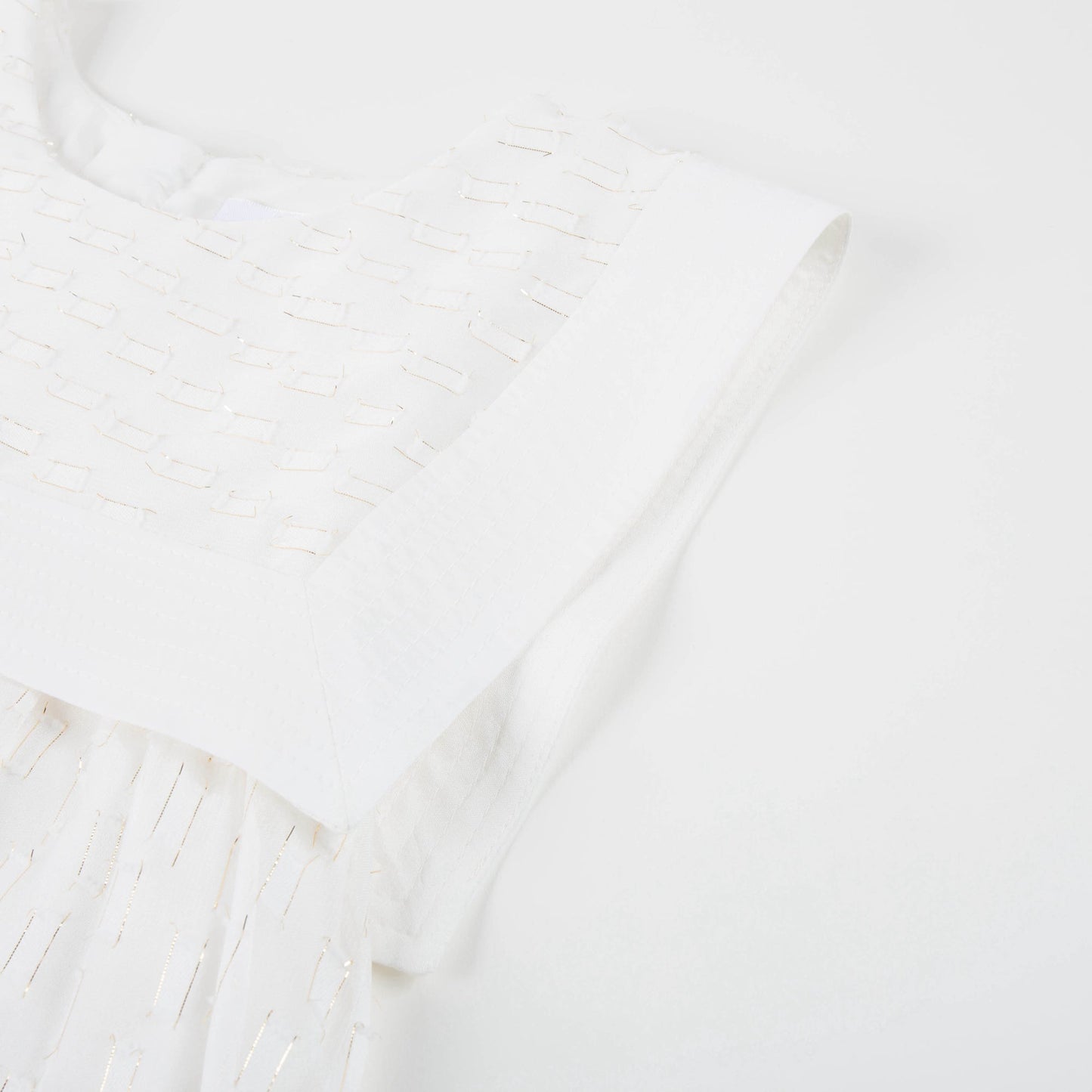 Girls White Polyester Dress