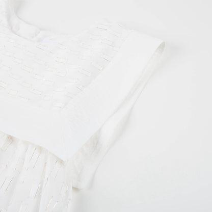 Girls White Polyester Dress