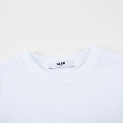 Girls White Logo Cotton Sweatshirt