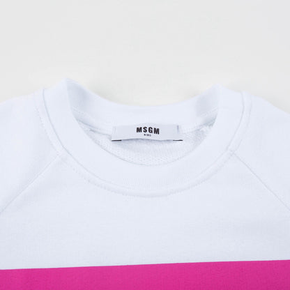 Girls White Logo Cotton Over Swea T-shirt