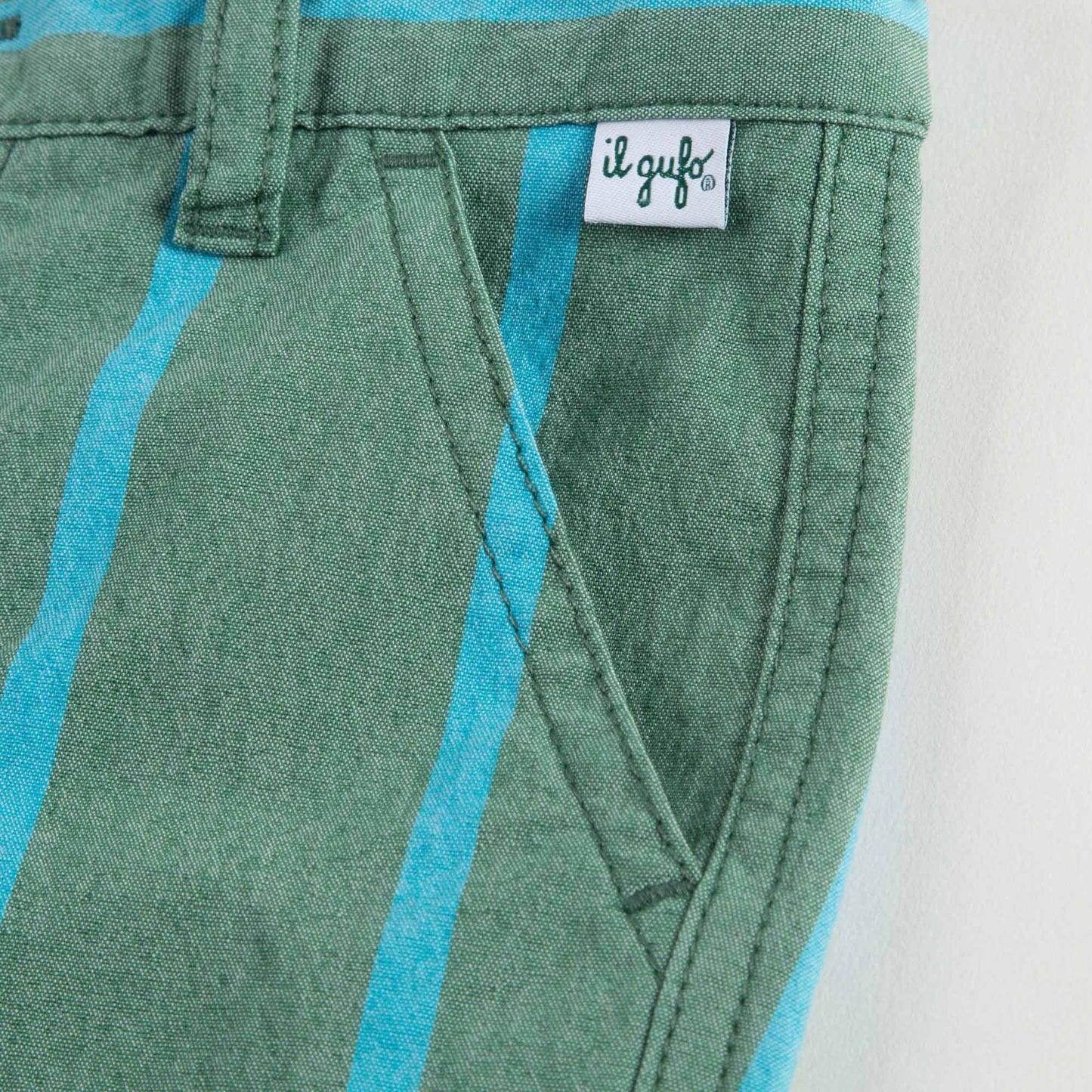 Boys Green Striped Shorts