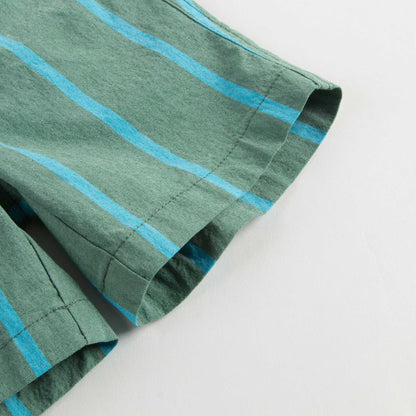 Boys Green Striped Shorts
