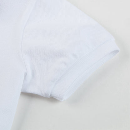 Boys White Cotton Polo Shirt With Check Trim