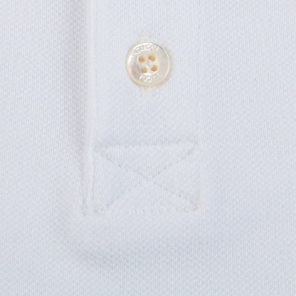 Boys White Cotton Polo Shirt With Check Trim