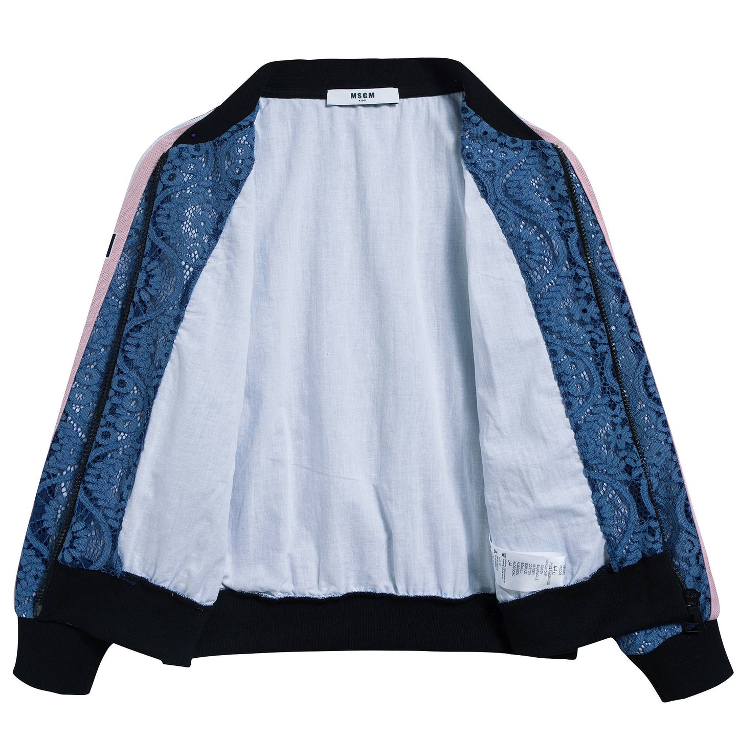 Girls Blue Cotone Bomber Lace Jacket