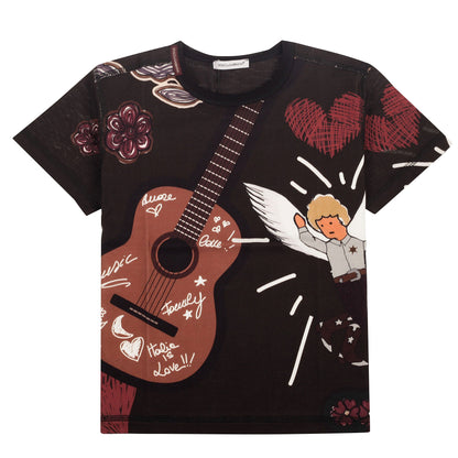 Boys Black 'Sicilian Western'  Style T-Shirt