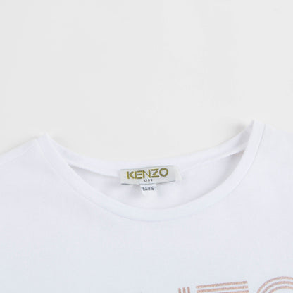 Girls White Logo Cotton T-shirt