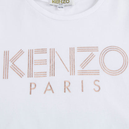 Girls White Logo Cotton T-shirt