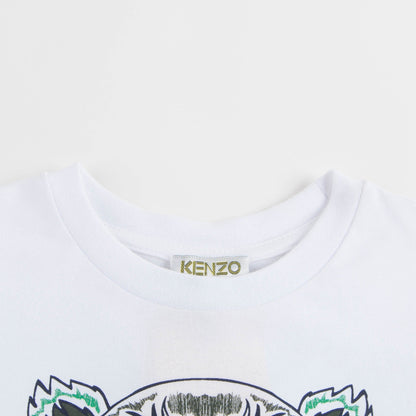 Boys White Tiger Logo Cotton T-shirt