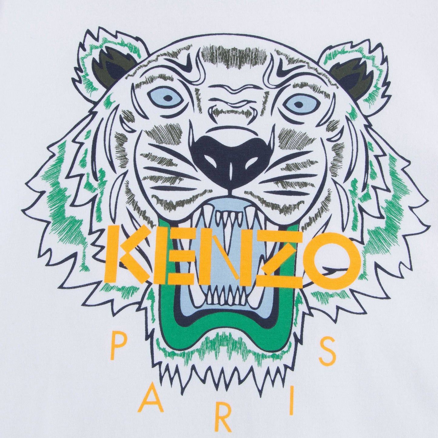 Boys White Tiger Logo Cotton T-shirt