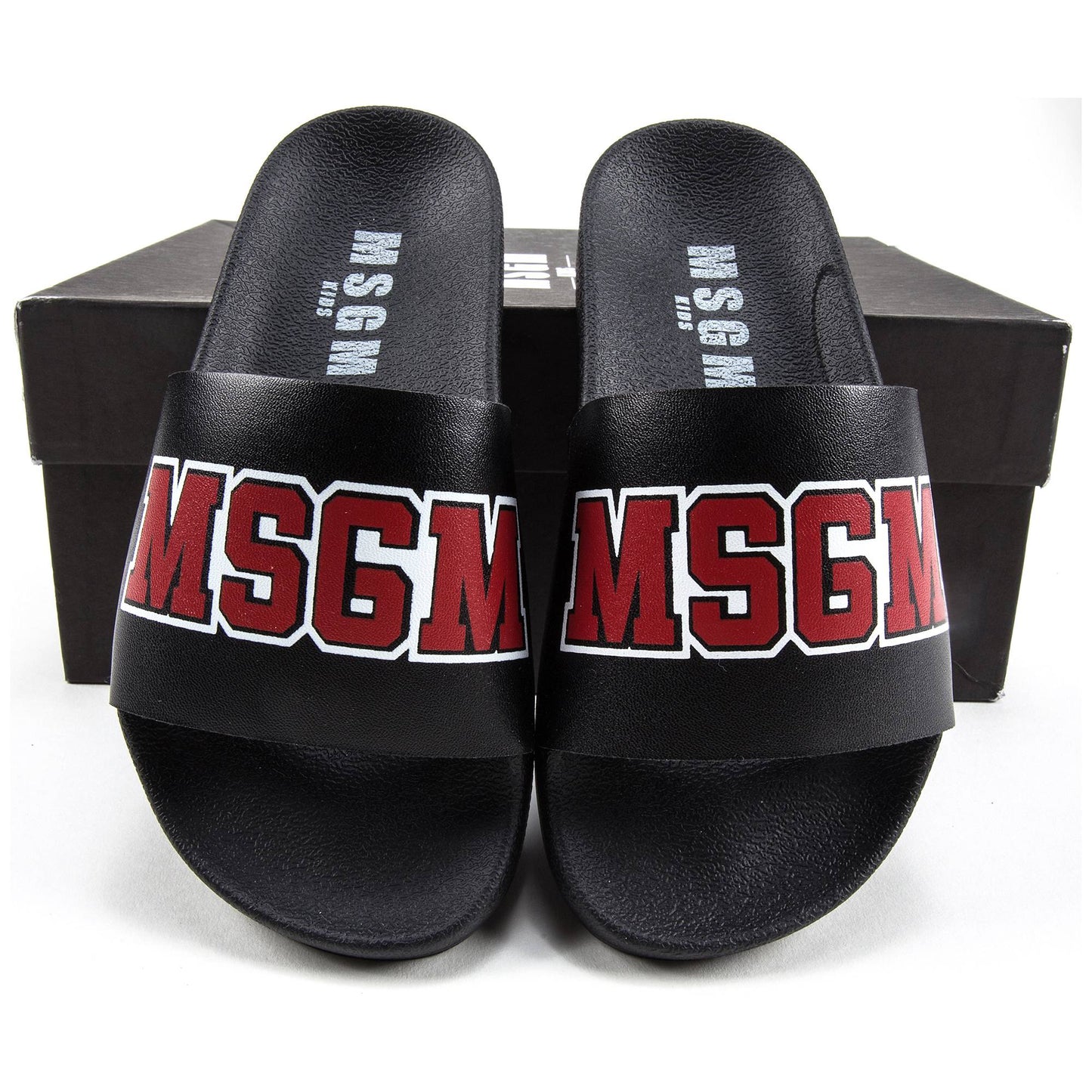 Girls & Boys Black Logo Slipper