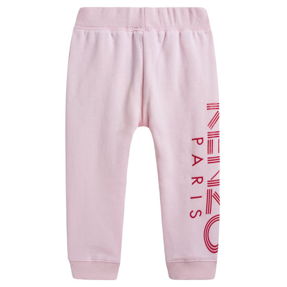 Girls Pink Cotton Tracksuit Trousers