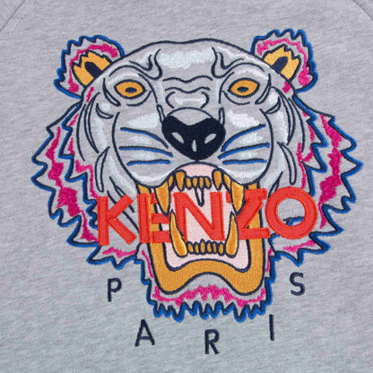 Girls Marl Grey Tiger Cotton Dress