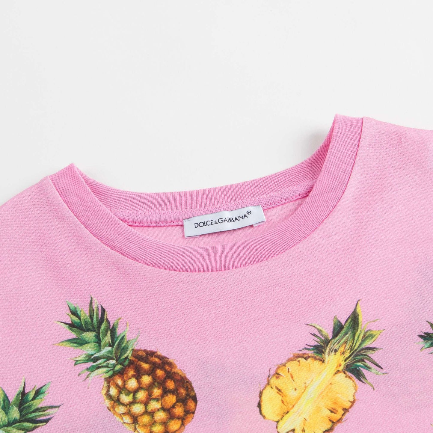 Girls Pink Pineapple Printed Cotton T-shirt