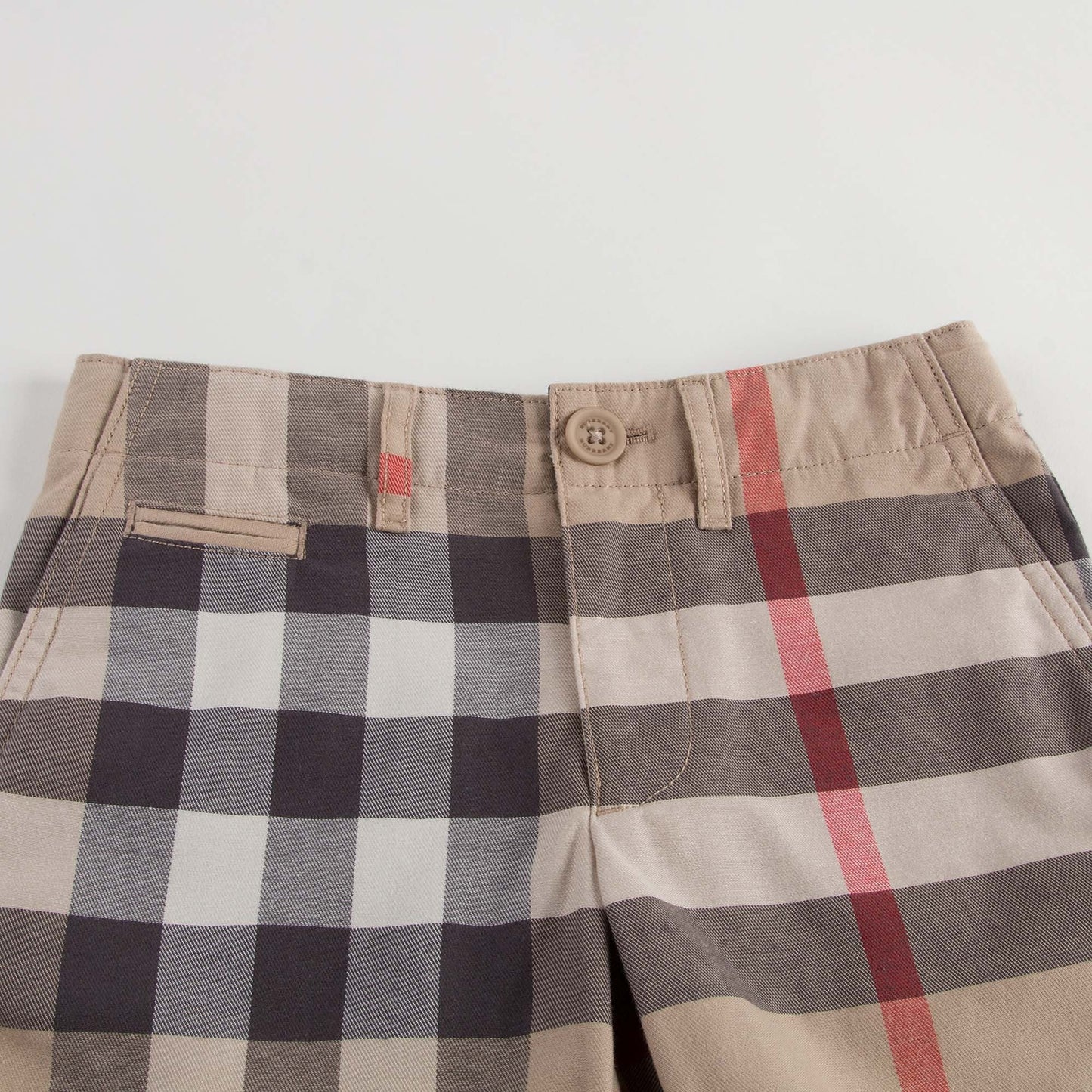 Boys Beige Checked Cotton Shorts