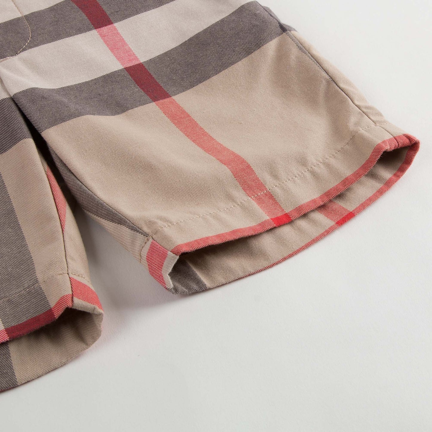 Boys Beige Checked Cotton Shorts