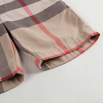 Boys Beige Checked Cotton Shorts