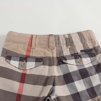 Boys Beige Checked Cotton Shorts
