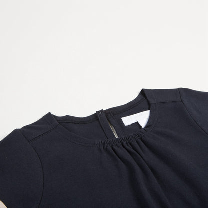 Girls Navy Blue Cotton T-shirt