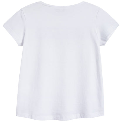 Girls White Logo Cotton T-shirt