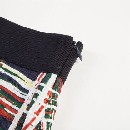 Girls Navy Blue Check Flax Skirt