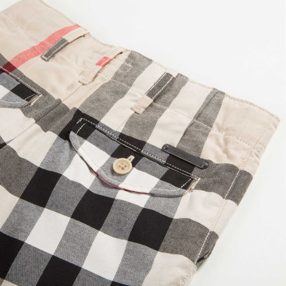 Baby Boys Beige Checked Cotton Shorts