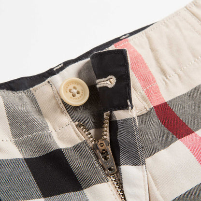 Baby Boys Beige Checked Cotton Shorts