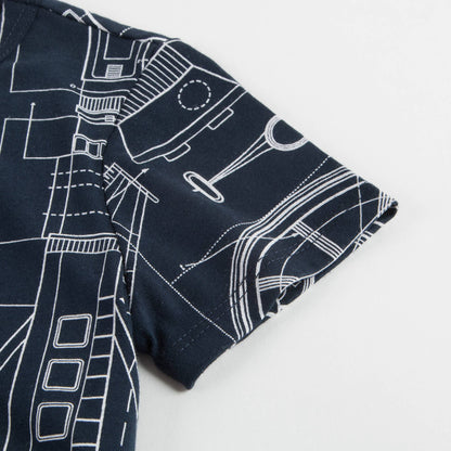 Boys Navy Printed Cotton T-shirt