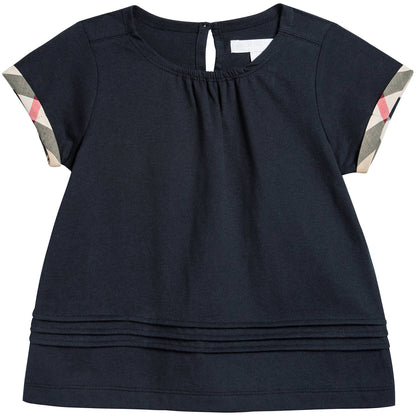 Girls Navy Blue Cotton T-shirt