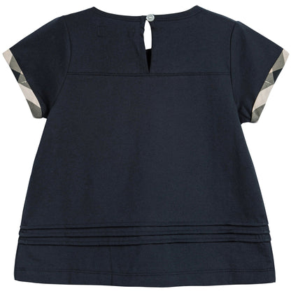 Girls Navy Blue Cotton T-shirt