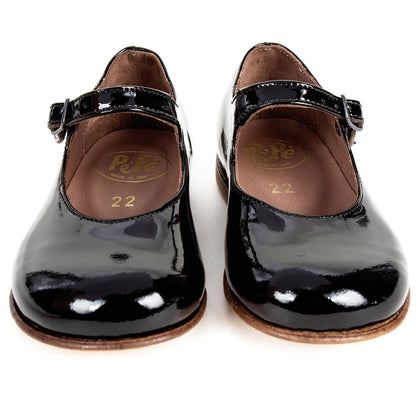 Girls Black Lambskin Leather Shoes