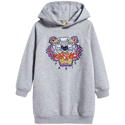 Girls Marl Grey Tiger Cotton Dress