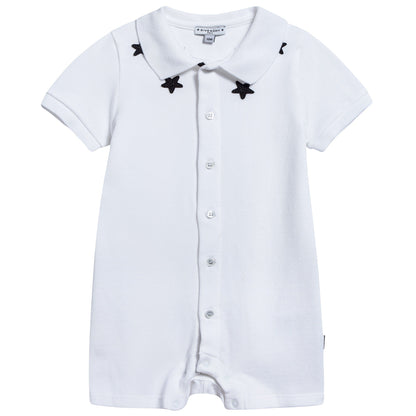 Baby White Cotton "Star" Babysuit