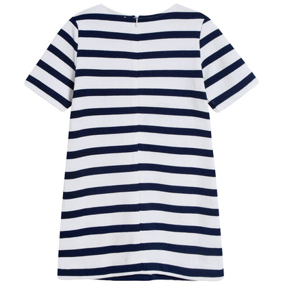 Girls Navy & Cloud Stripes Dress