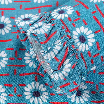 Girls Blue Daisy Printed Dress