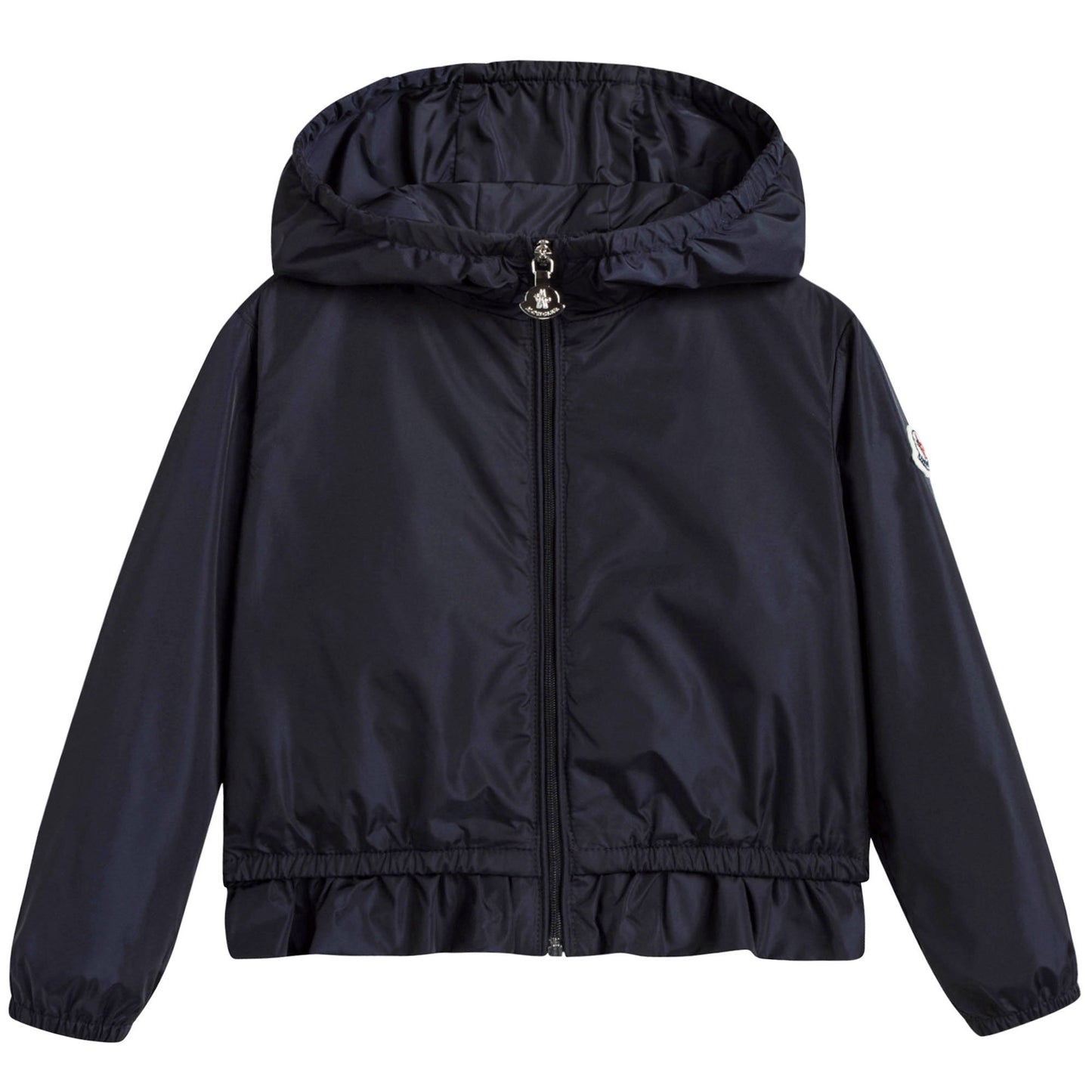 Baby Girls Dark Blue Windbreaker Jacket With Flounces