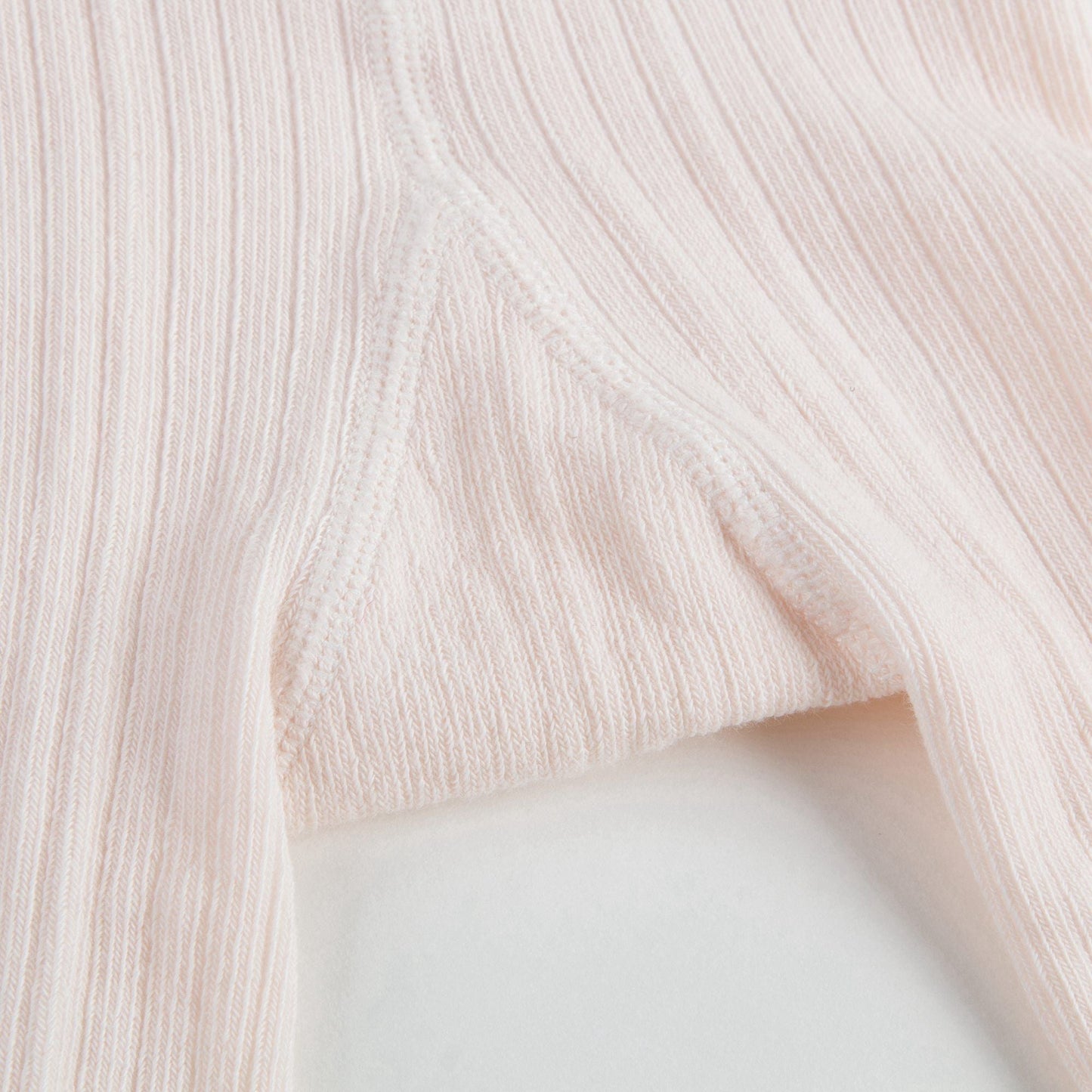 Girls Pale Pink Ribbed Logo Tights