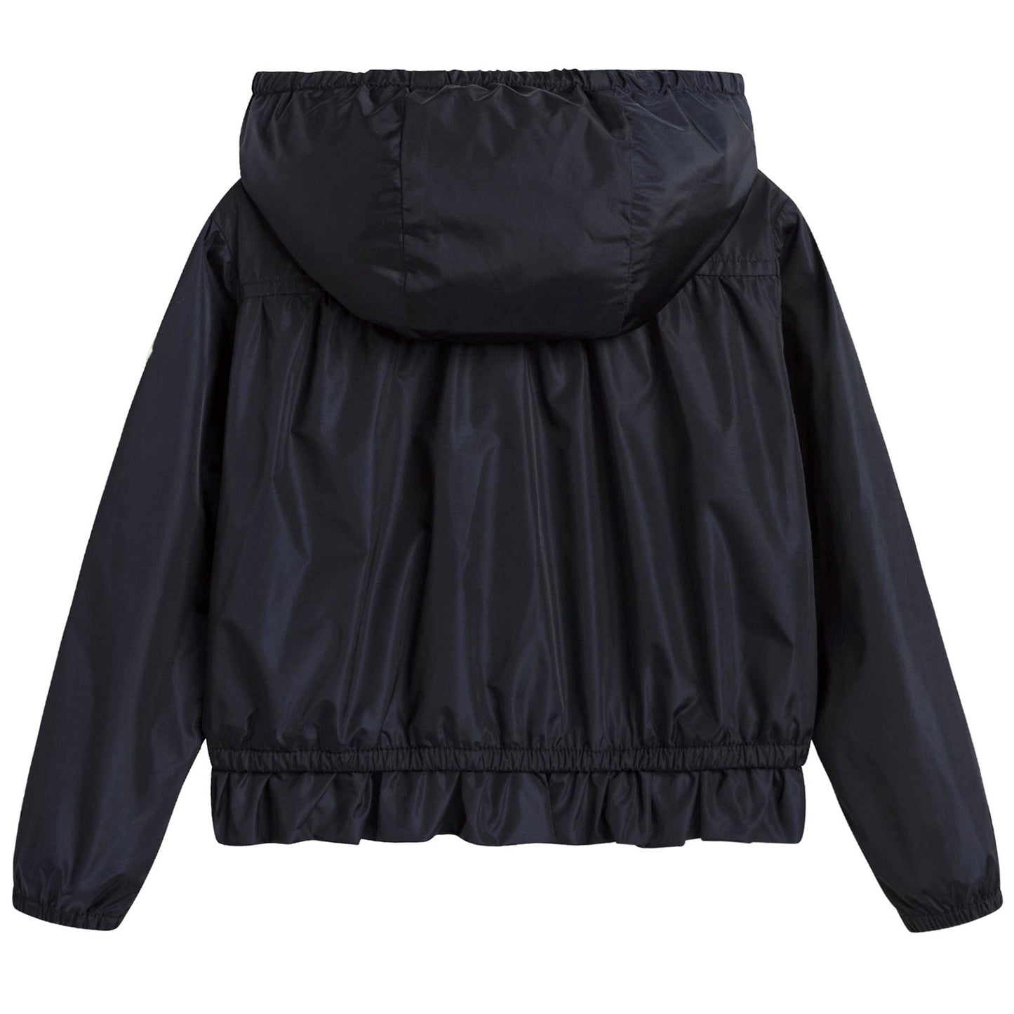 Baby Girls Dark Blue Windbreaker Jacket With Flounces